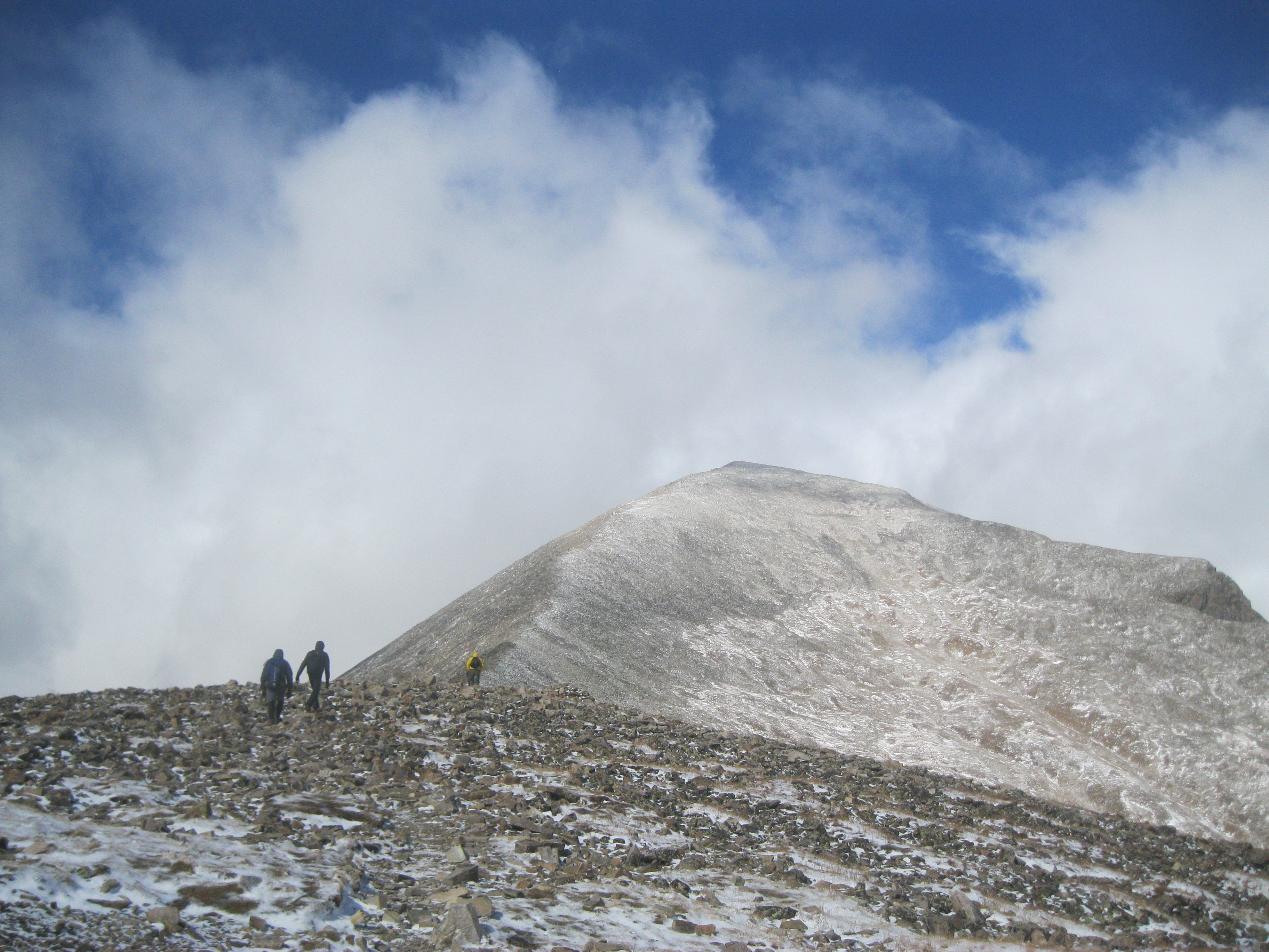 The BoulderCAST team hiking Quandary Peak this past Saturday with fresh snow