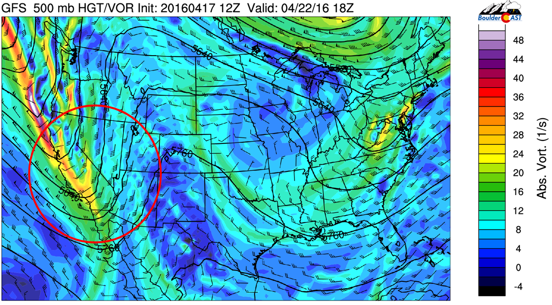 GFS 500 mb vorticity for Friday