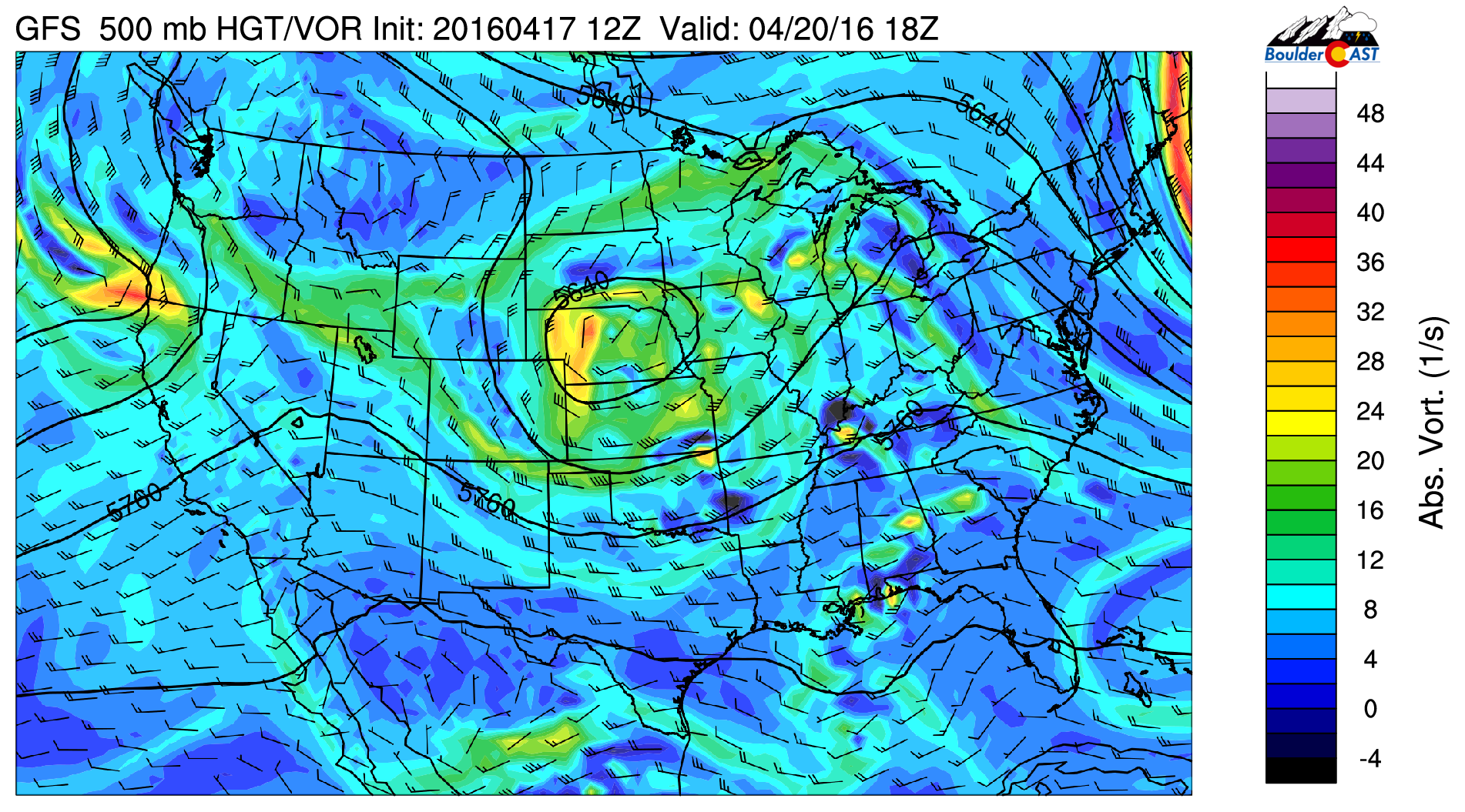 GFS 500 mb vorticity for Wednesday