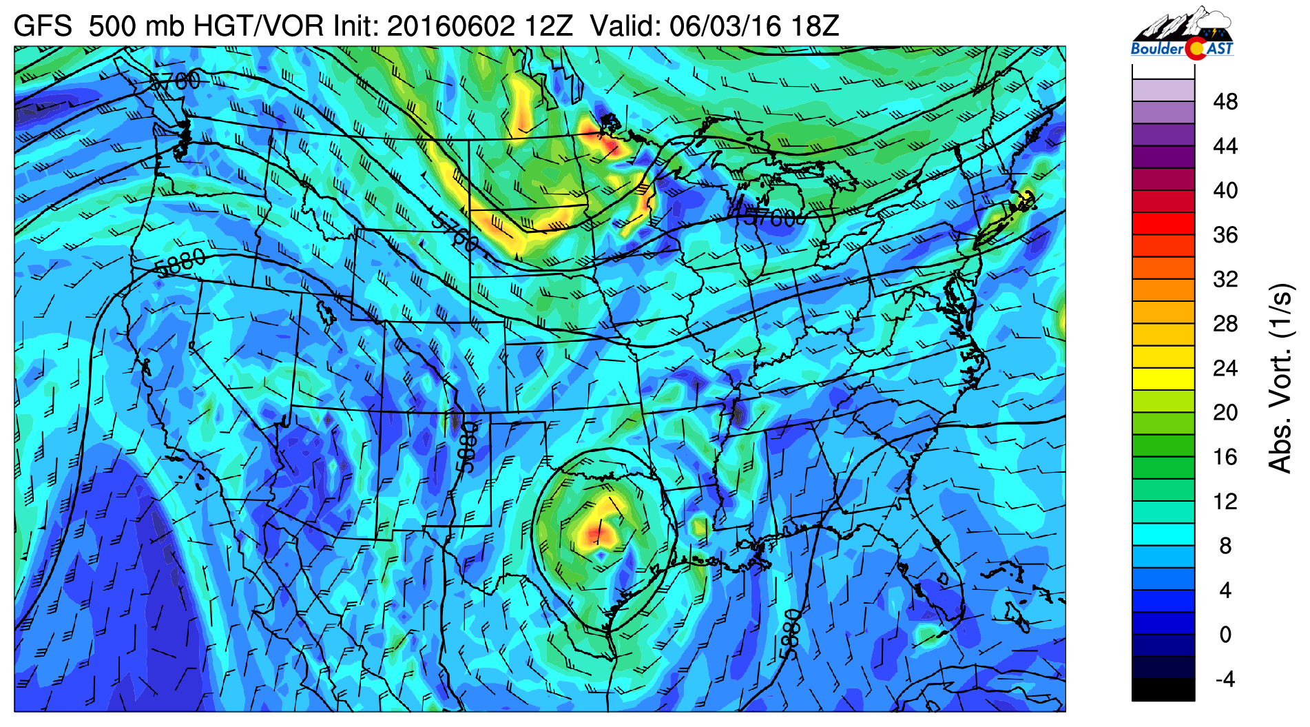 GFS 500 mb vorticity for today