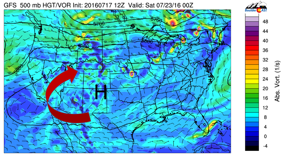 GFS 500 mb mid-level flow for Friday