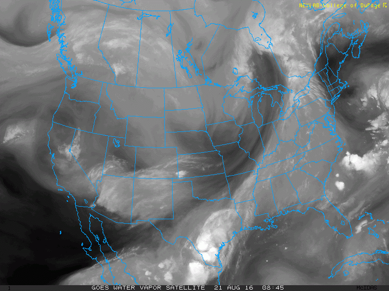 Water vapor satellite image as of this past Sunday afternoon